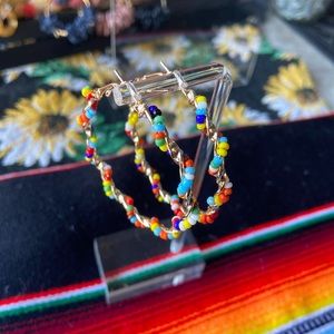 Colorful Beaded Twisted Hoops